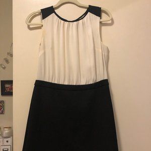 LOFT Black and White A Line Work Dress